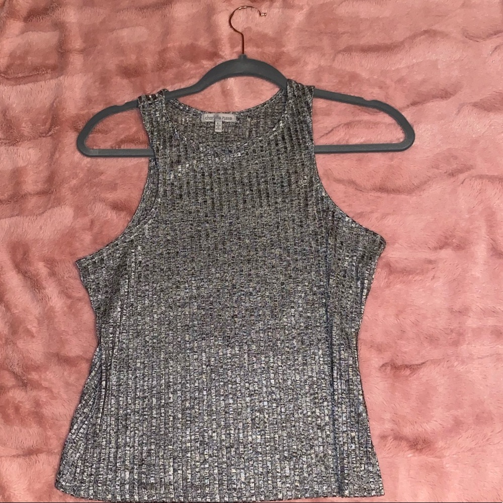 Charlotte Russe- Gray Ribbed Tank Top (LARGE)
